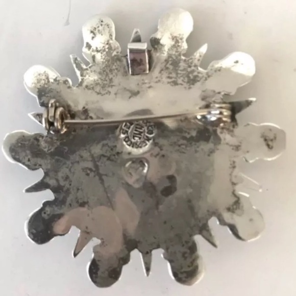 VTG STERLING SILVER TURQUOISE BROOCH PIN - Picture 2 of 3